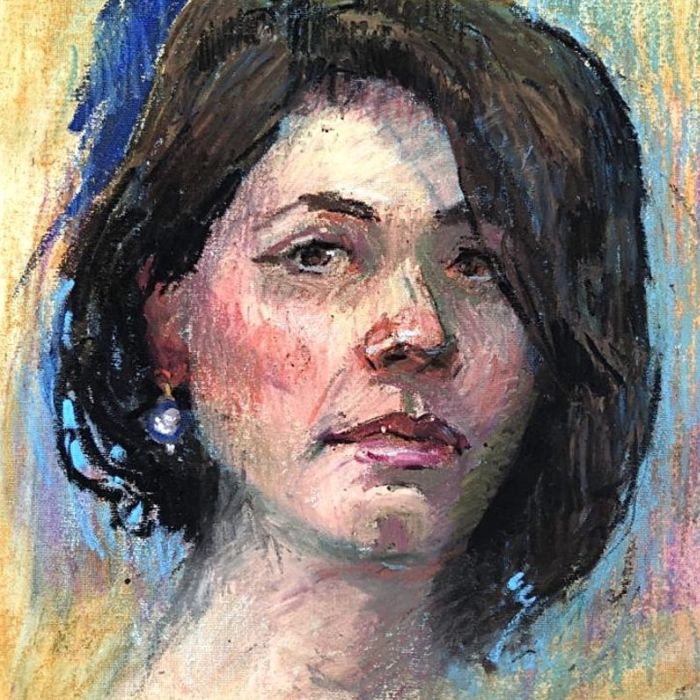 Женский портрет масляной пастелью