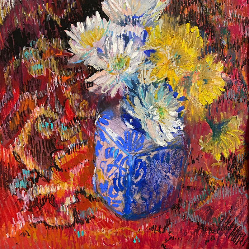 Цветы<br> в голубой вазе
