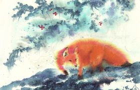 Лисичка зимой, акварель. Художник Татьяна Глущенко