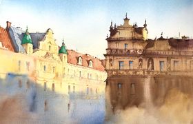 акварель, город
